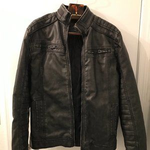 BKE Buckle Distressed Leather Motorcycle Jacket